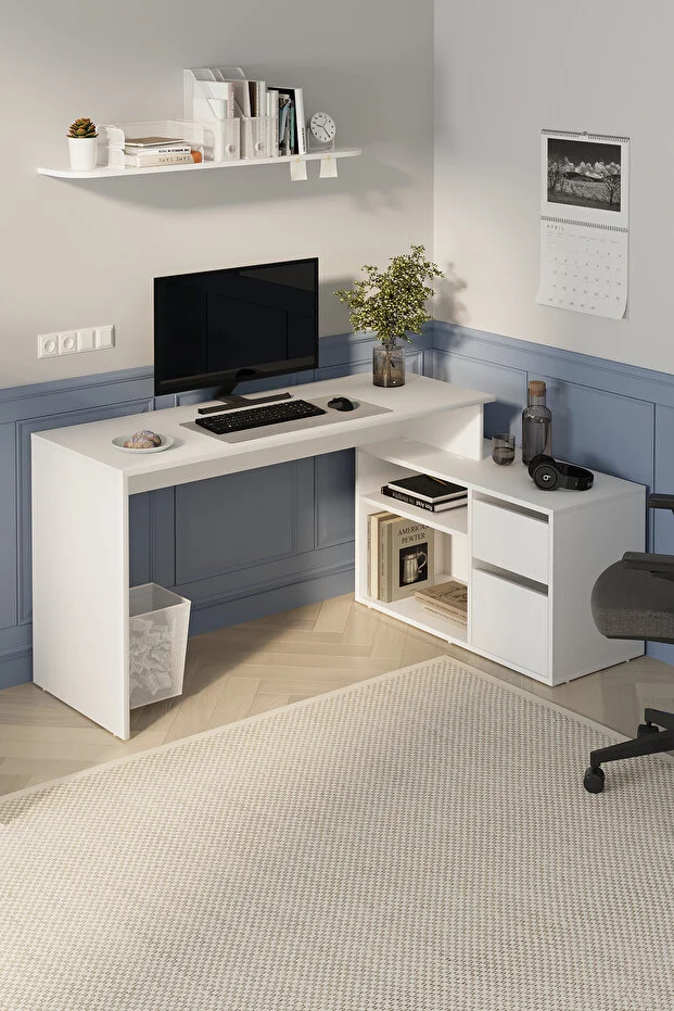 Çalışma Masası Fonksiyonel Çalışma Masası Ofis Masası Beyaz